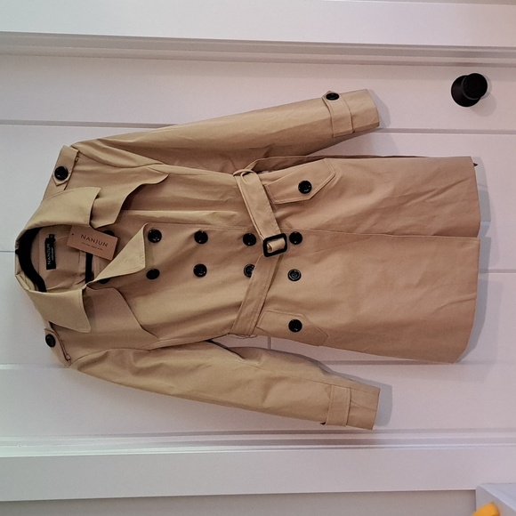 NWT Double-Breasted Waterproof Trench Coat With Belt (Khaki) - NANJUN - Picture 9 of 14